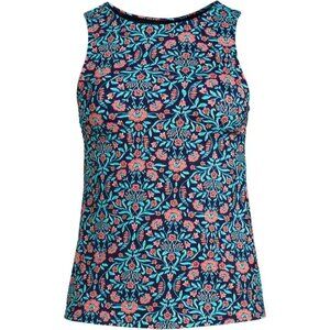 Lands' End Women's 4, 2-10 LONG Chlorine Resistant High Neck Tankini Top Deep Se